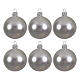 Palline natalizie set 6pz argento opaco vetro soffiato 80mm artigianale s1