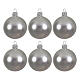 Christmas baubles set of 6 pieces in matte silver handcrafted blown glass 80mm s1
