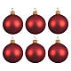 Christmas balls, matte red blown glass, set of 6, 80 mm s1