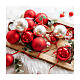 Set 6 palline Natale 80mm vetro soffiato artigianale rosso opaco s3