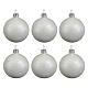 Set palline Natale 6 pz bianco smaltato vetro soffiato 80 mm s1
