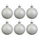 Christmas bauble set 6 pcs white enameled blown glass 80 mm s1