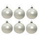 Set of 6 Christmas balls, matte white blown glass, 80 mm s1