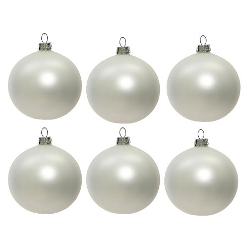 Opaque Christmas ball with silver decorations, blown glass 100 mm