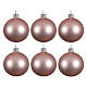 Set of 6 pcs powder pink Christmas baubles in blown glass 80 mm s1