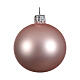 Set of 6 pcs powder pink Christmas baubles in blown glass 80 mm s2