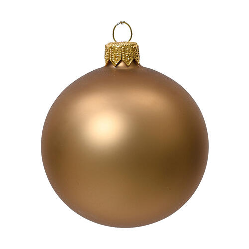 Christmas balls of blown glass, bronze finish, set of 6, 80 mm 2