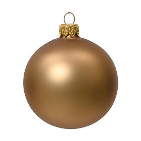 Set 6 boules Noël artisanales 80 mm verre soufflé couleur bronze