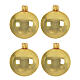 Set of 4 Christmas balls, golden blown glass, 100 mm s1