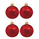 Set of 4 Christmas balls, red blown glass, 100 mm s1