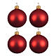 Set of 4 matte red Christmas balls, blown glass, 100 mm s1