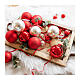 Set de 4 boules de Noël artisanales 100 mm verre soufflé rouge mat s3