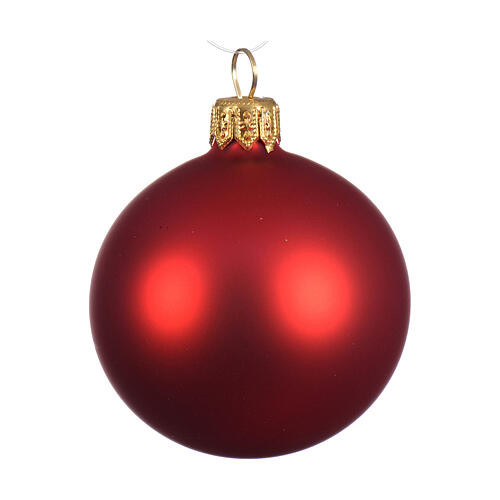 Baubles set of 4 pcs blown glass Christmas tree 100 mm matte red 2