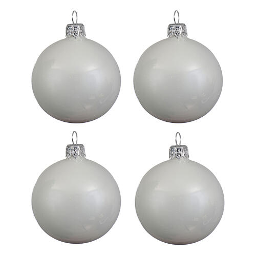 Weihnachtsbaumkugeln, 4-teiliges Set, Weiß, glänzend, 100 mm, geblasenes Glas 1