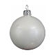 Set of 4 white Christmas baubles in glossy enameled blown glass 100mm s2