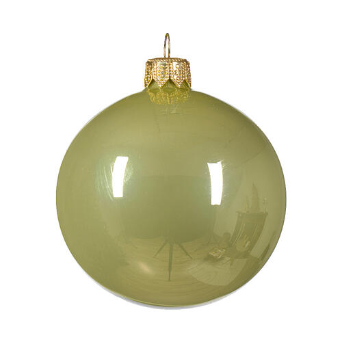 Weihnachtsbaumkugeln, 6-teiliges Set, Pistaziengrün, glänzend, 80 mm, geblasenes Glas 2