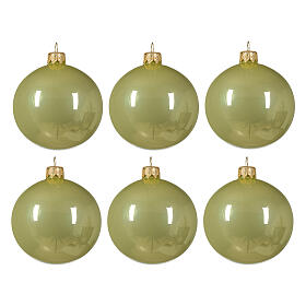 Palline natalizie 6pz set vetro soffiato verde pistacchio 80mm