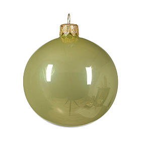 Palline natalizie 6pz set vetro soffiato verde pistacchio 80mm