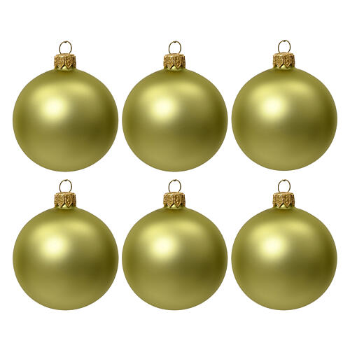 Weihnachtsbaumkugeln, 6-teiliges Set, Pistaziengrün, matt, 60 mm, geblasenes Glas 1