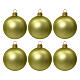 Set of 6 Christmas balls, 60 mm, matte pistachio green, blown glass s1