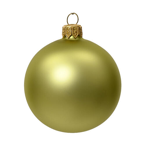 Set 6 palline Natale 60mm verde pistacchio opaco vetro soffiato 2