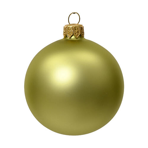 Weihnachtsbaumkugeln, 6-teiliges Set, Pistaziengrün, matt, 80 mm, geblasenes Glas 2