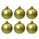 Set of 6 Christmas balls, 80 mm, pistachio green, matte blown glass s1