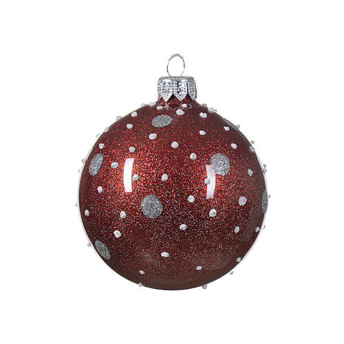 Set of Christmas balls, different colours with polka dots, 80 mm, blown glass 1