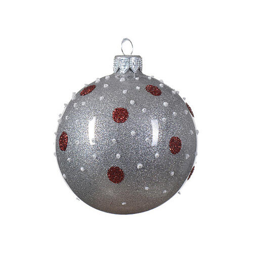 Set of Christmas balls, different colours with polka dots, 80 mm, blown glass 2