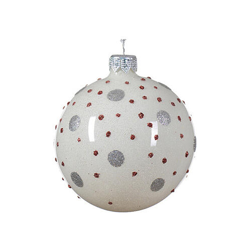 Set of Christmas balls, different colours with polka dots, 80 mm, blown glass 3