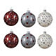 Set of Christmas balls, different colours with polka dots, 80 mm, blown glass s5