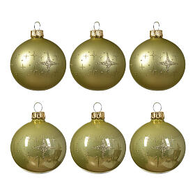 Assorted glossy matte pistachio green blown glass Christmas bauble 60mm