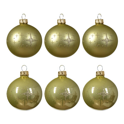 Assorted glossy matte pistachio green blown glass Christmas bauble 60mm 2