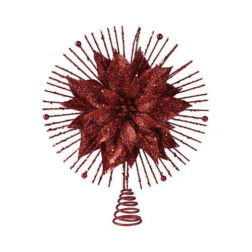 Baumspitze, roter Weihnachtsstern und Strahlenkranz, 35 cm 1