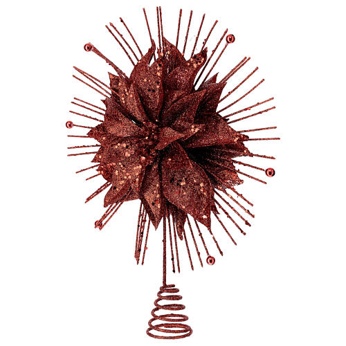 Baumspitze, roter Weihnachtsstern und Strahlenkranz, 35 cm 4