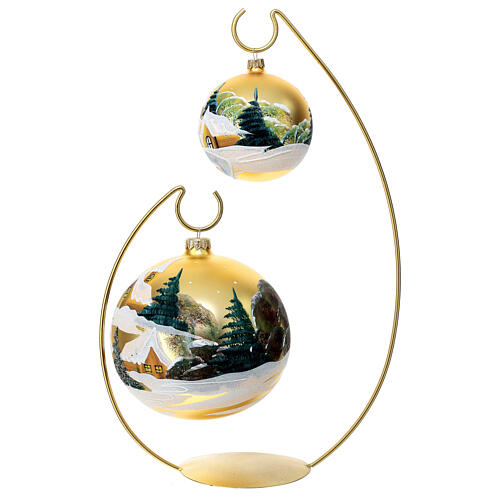 Gancho doble para bolas navideñas de 100 mm dorado 2