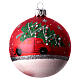 Set of Christmas balls, white red and silver with red car and Christmas tree, 80 mm, blown glass s3