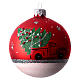 Boule de Noël assortie voiture avec sapin blanc argent rouge 80 mm verre soufflé s2