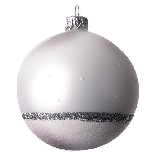 Pallina Natale assortita albero auto bianco argento rosso 80 mm vetro soffiato 8