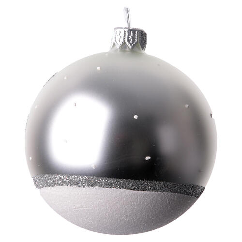 Pallina Natale assortita albero auto bianco argento rosso 80 mm vetro soffiato 9