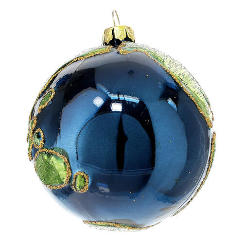 Pallina Natale globo terrestre vetro dipinta a mano 80 mm  4