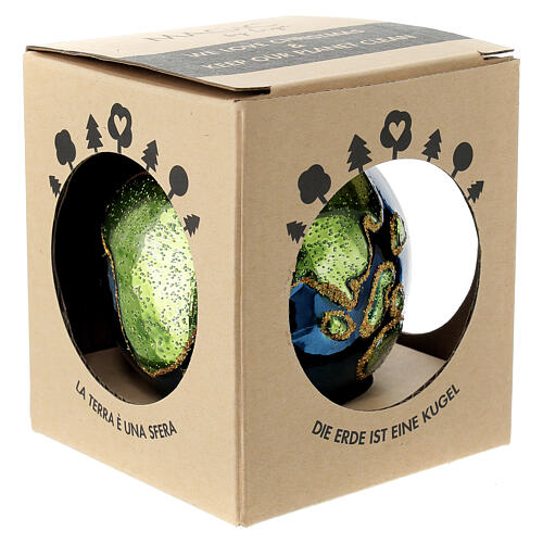 Hand-painted glass Earth globe Christmas bauble 80 mm 5