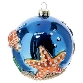 Boule de Noël milieu marin verre peint main 80 mm