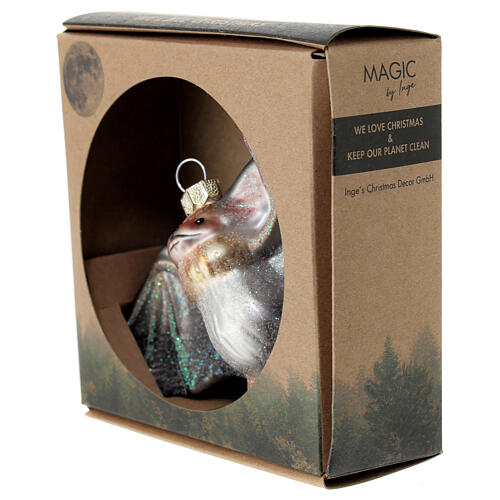 Addobbo albero Natale pipistrello vetro 11 cm 4