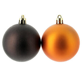 Set of 13 Christmas tree baubles red copper brown recycled plastic 60 mm