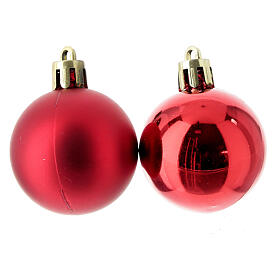Set of 26 eco-sustainable red recycled plastic Christmas tree balls 40 mm