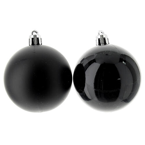 Set 13 bolas ecosostenibles negras plástico reciclado árbol Navidad 60 mm 2
