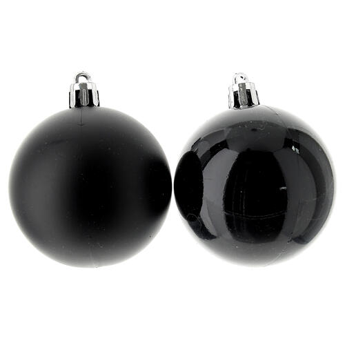 Set of 13 eco-sustainable black recycled plastic Christmas tree baubles 60 mm 2