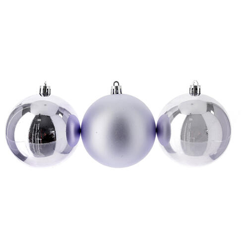 Set of 6 Christmas tree balls of 80 mm, lilac recycled plastic 2