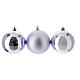 Set of 6 eco-sustainable lilac Christmas tree recycled plastic baubles 80 mm s2